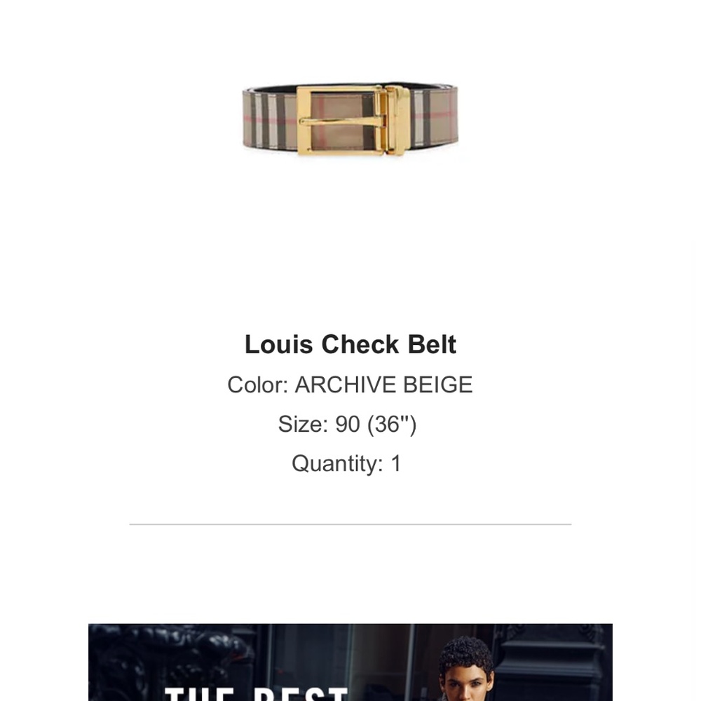 Men's reversible Burberry belt